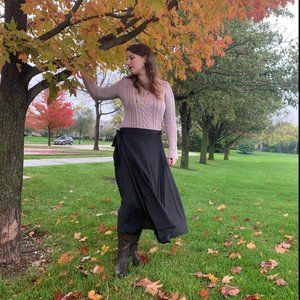 Handwoven Handmade Black 100% Silk Wrap Skirt fits 0-14, XS-XL, NWT, 48"waist